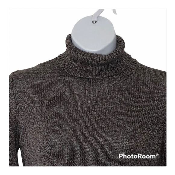 Corbin Collection 100% Silk Brown Blue Turtleneck Sweater Medium - Picture 3 of 16